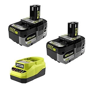 2-Count RYOBI ONE+ 4Ah 18V Lithium-Ion High Performance Batteries + 2A Charger $93.60 + Free Shipping
