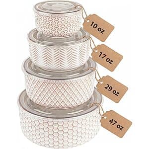 4-ct KooK Nesting Ceramic Mixing Bowls w/ Lids (Ivory) $30.55