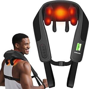 CooCoCo Cordless 6D Shiatsu Neck & Shoulder Massager w/ Heat $20 + Free S&H