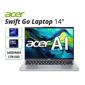 Refurb Acer Swift Go: 14" 1200p Touch, Ultra 7 155H, 16GB RAM, 1TB SSD $372 + Free S&H