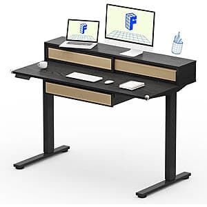 Flexispot Q4 One-Piece Standing Desk w/ Rattan Drawer & Monitor Shelf (2 Sizes) from $100 + Free S/H