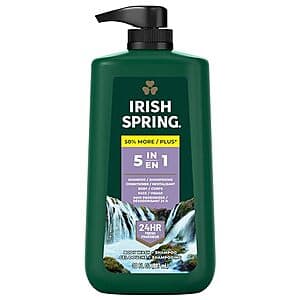 30-Oz Men's Irish Spring 5-in-1 Shampoo + Body Wash w/ Pump $4.15 w/ Subscribe & Save
