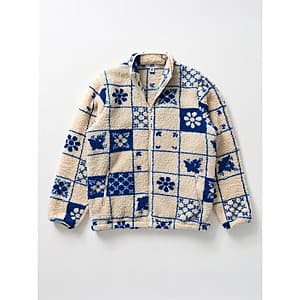 Hija De Tu Madre Unisex 100% Sherpa Fleece Graphic Zip-Up Jacket (Azulejo Chalk) from $5.73