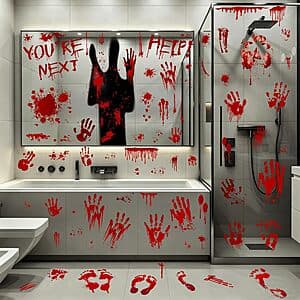 67-Ct Traplace Bloody Halloween Window & Floor Clings $3