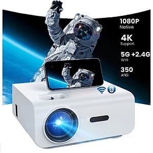 Groview 1080p Native 4K Support WiFi 12000 Lux Bluetooth Projector + 100" Screen $40 + Free Shipping