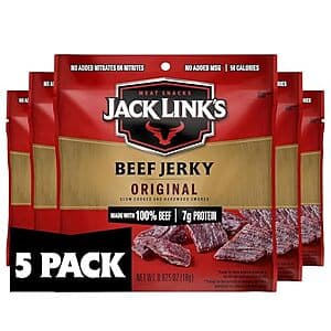 Select Accounts: 5-Pk 0.625-Oz Jack Link's Beef Jerky (Original) $2.90 w/ S&S