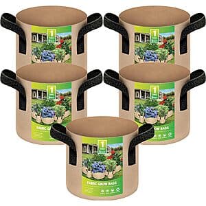 5-pk 1-gal YSSOA Heavy Duty Garden Grow Bags $7.40