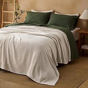 90" x 90" Bedsure 100% Cotton Herringbone Weave Blanket (Queen, Linen Beige) $16.50