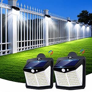 2-pk LIFENGSOLER 128 LED Magnetic Solar Motion Sensor Outdoor Lights $14