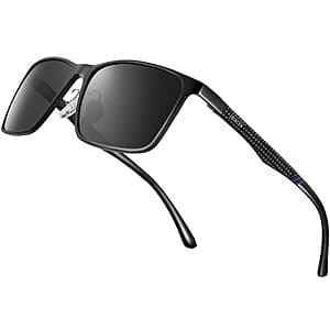 Bircen mens polarized sunglasses with aluminum-magnesium metal frame in various styles and finishes.