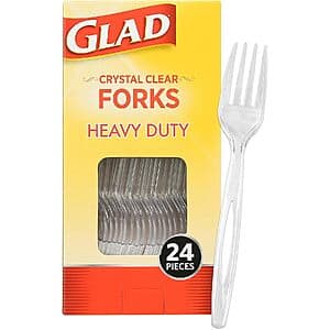24-Ct Glad Crystal Clear Plastic Forks $1.50 w/ S&S