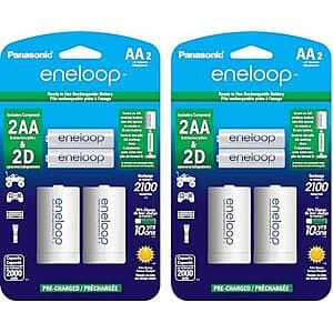 2-Pk 2-Ct Eneloop D Size Battery Adapters AA 2100 Cycle Ni-MH Rechargeable Batteries $9.95