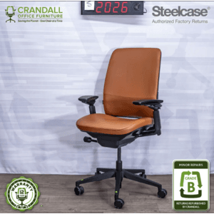 Steelcase office furniture factory returns in various styles and finishes, representing the range of discounted items available.