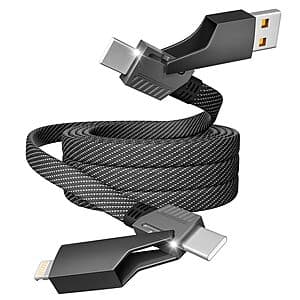 4-in-1 Firsting up to 65W USB-A/C to USB-C/Lightning Charging Cable $6