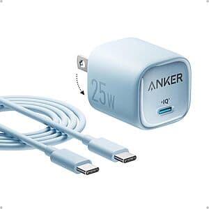 Prime Members: Anker 25W USB-C Wall Charger Block w/ 5' USB-C Cable (2 Colors) $10 + Free S&H