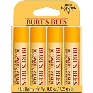 4-Pack 0.15- Oz Burt's Bees Lip Balms (Vitamin E and Peppermint) $5 + Free Shipping w/ Prime