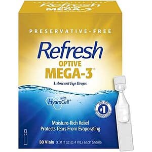 30-Pack 0.01-Oz Refresh Optive Mega-3 Lubricant Eye Drops $6.50 w/ S&S