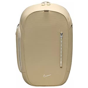 Nike Sportswear Commute Backpack in Desert Khaki and Sail colorway, 25-liter capacity with structured design and multiple compartments.