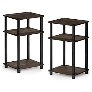 2-Pk 22.8" Furinno Just 3-Tier Turn-N-Tube End/Side Tables (Columbia Walnut/Black) $15 + Free Shipping w/ Amazon Prime
