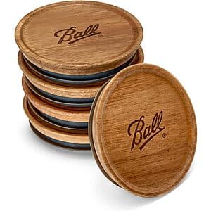 5-Pack Ball Jar Wide Mouth Wooden Storage Lids $6