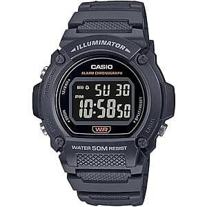 47mm Casio Men's W219H Series Digital Watch (Gray) $17.95
