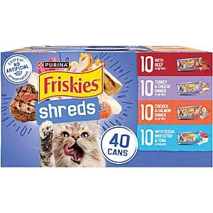 40-Pk 5.5-oz Purina Friskies Wet Cat Food Variety Packs (Various) from 2 for $35.95 w/ S&S + Free S&H