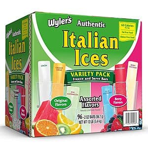 96-Count 2-Oz Wyler's Authentic Italian Ices Freezer Bars (6 Assorted Flavors) $4.90