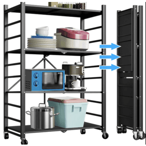 Musment 4-Tier Foldable Metal Adjustable Shelving Unit (Black) $50 + Free Shipping