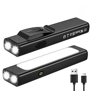 2-Pk Adamstar Rechargeable Flat EDC Pocket Flashlight w/ Magnetic Base & Clip $15