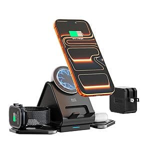 Minthouz 3-in-1 Qi2 15W MagSafe Wireless Charging Station for Apple Products $13.85