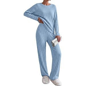 Ekouaer Women's Long Sleeve Casual Pajama Fall Sleepwear Set (Various) $11
